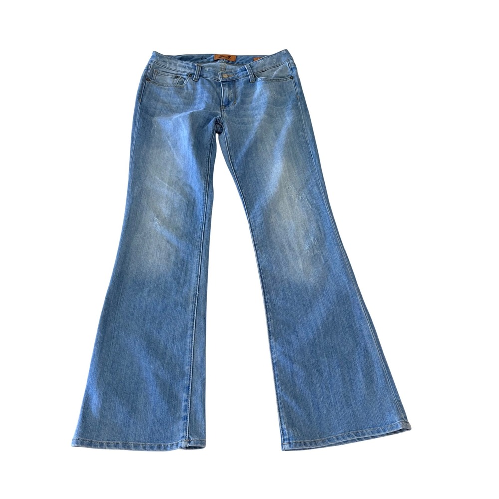 Seven7 Flare Jeans VTG Y2K Womens 29 light wash Low Rise Distressed Boho Denim